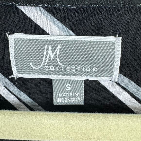 JM Collection Black Green Studded Short Kimono Sleeve Jersey Knit Blouse Size S - Picture 5 of 6